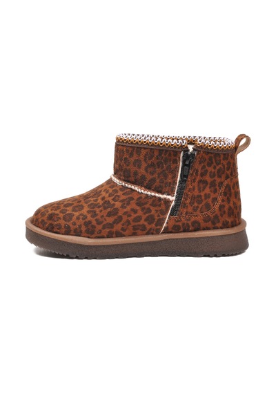 Cool Leopar Süet İçi Kürklü Soğuğa Dirençli Kız Çocuk Bot Ugy F Kahverengi