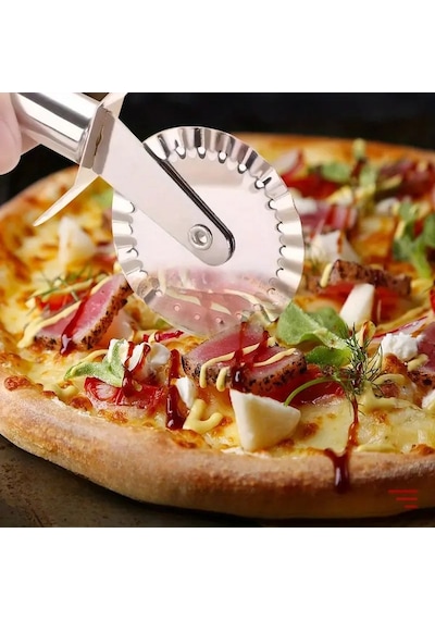 Rotanev Paslanmaz Çelik Tırtıklı Pizza Mantı Hamur Kesici Kesme Bıçağı Hamur Şekillendirme Ruleti Metal