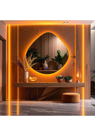 Zynor Led'li Lazer Kumlamalı Lavabo & Banyo Aynası Dokunmatik Sensörlü Amber Led'li 70 X 70 Diğer