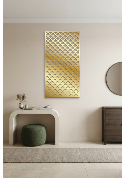 Pul Dekoratif Panel Metal Duvar Tablosu - Duvar Sanatı - Duvar Dekoru - Altın