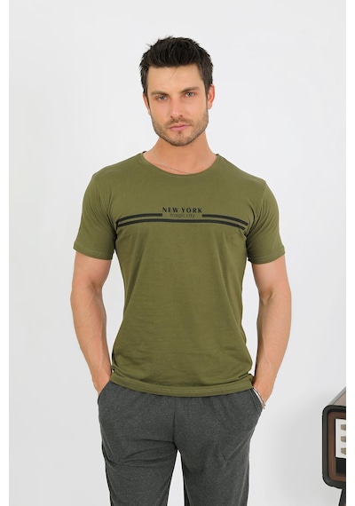 Akbeniz Erkek Pamuk Kısa Kol Pijama Takım Haki 6875 Haki