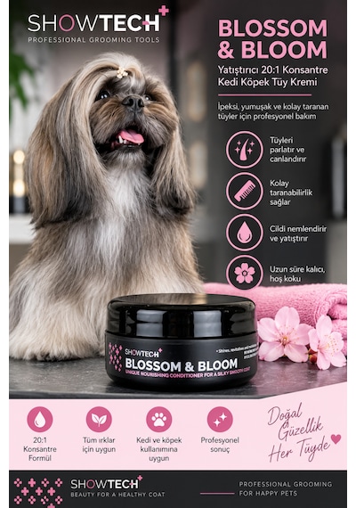 Showtech Blossom & Bloom Besleyici Köpek Tüy Kremi 125 Ml - 20:1 Oranına Kadar Konsantre
