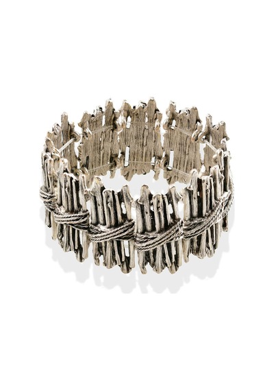 Antik Gümüş Kaplama Lastik Bohem Model Bileklik Gümüş