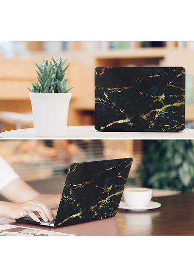 Macbook Pro 15 Mermer Desenli Kılıf A1707 A1990 Uyumlu İnce Hafif Sert Kapak Koruyucu Kılıf Siyah Belirtilmemiş