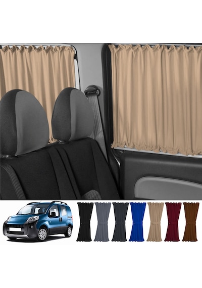 Pandami Peugeot Bipper 2008-2014 Uyumlu Krem Raylı Oto Perde Takımı
