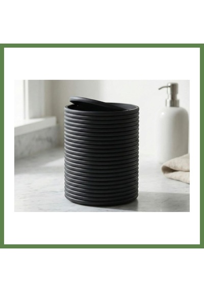 Bezos 3d Baskı Mini Yivli Çöp Kutusu Sallanır Kapaklı Masaüstü Banyo Makyaj Masası Kovası 12x9 Cm Antrasit Hb006