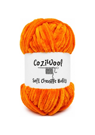Kadife İp Soft Chenille Bulky 5'li Paket 5x100 Gr 120 Mt El Örgü İpi 1051-turuncu - 875823131