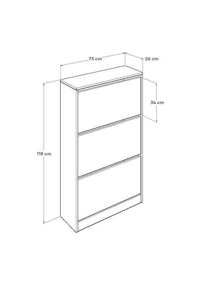 Flat Duo 3 Katlı Geniş Ayakkabılık Dolabı - Beyaz