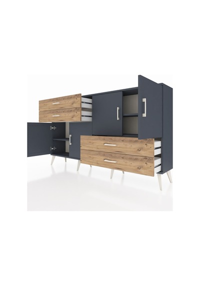 Arges Konsol 3 Raflı 4 Çekmeceli 4 Kapaklı 176x30x99 Antrasit-ant Antrasit-antrasit/çam Arges Konsol 3 Raflı 4 Çekmeceli 4 Kapaklı 176x30x99 Antrasit-ant Antrasit-antrasit/çam