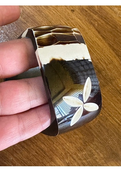 Oyma Kemik Kadın Hint Bileziği Çap 7 Cm Çok Renkli