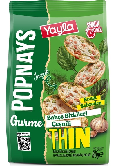 Yayla Popnays Gurme Bahçe Bitkileri Çeşnili Ispanak Ve Pancarlı İnce Pirinç Patlağı 80 G X10