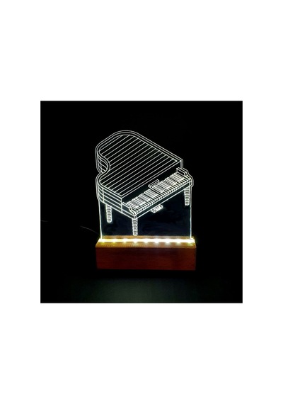 Piyano Led Işıklı Pleksi Kişiye Özel Gece Lambası Beyaz - 738322604 Beyaz