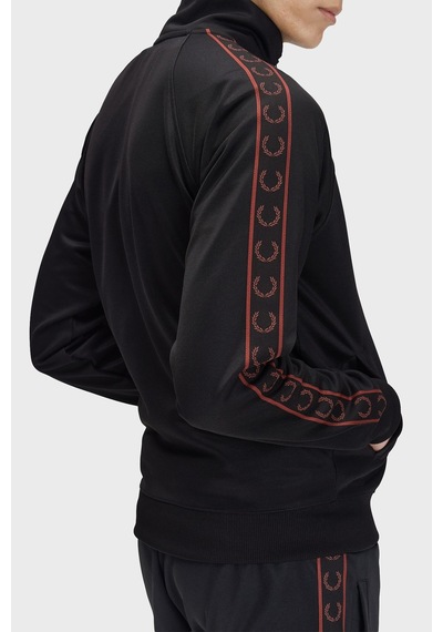 Fred Perry Kontrast Şeritli Dik Yaka Fermuarlı Sweat Erkek Sweat J5557 220 Siyah