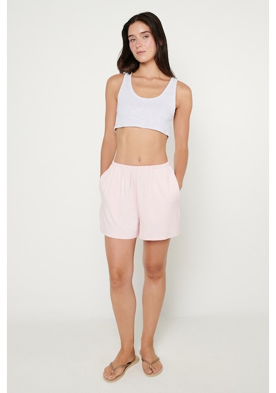 Ac&co / Altınyıldız Classics Kadın Pembe Yumuşak Dokulu Standart Fit Beli Lastikli Cepli Rahat Örme Esnek Şort