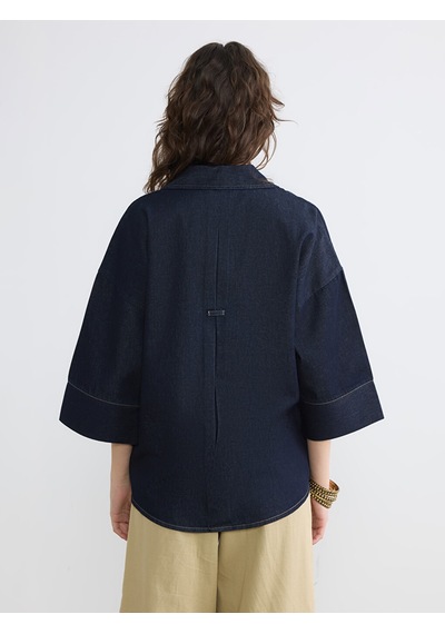Lcw Vision İndigo Loose Fit Kadın Jean Gömlek