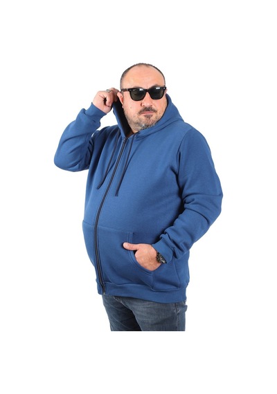Moc Grande Mocgrande Büyük Beden Unisex Kapüşonlu 3ip Sweat 11701 Indıgo Indigo