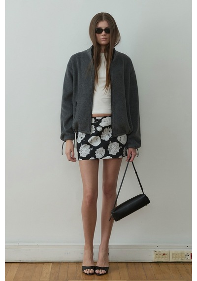 Suud Collection Füme Anu Oversize Fermuarlı Polar Hırka