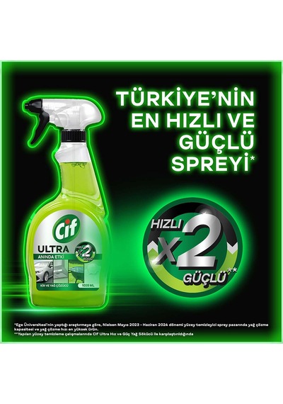 Cif Ultra Anında Etki Kir ve Yağ Çözücü 3 x 1025 ML