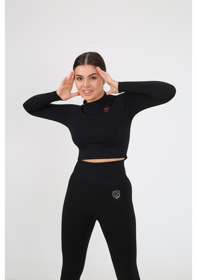 Sportonex So22F005 Seamless Kadın Crop Siyah