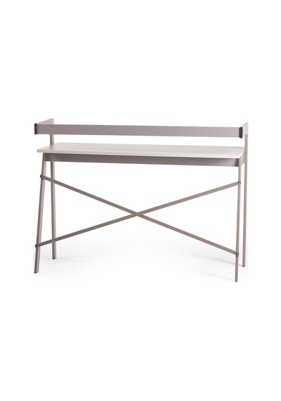 Ofisbazaar Home Desk 120x60 Cm Üst Raflı Metal Ayaklı Çalışma Masası Toprak