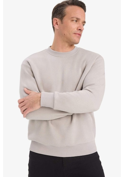 Defacto Relax Fit Bisiklet Yaka Kalın İçi Yumuşak Tüylü Basic Düz Sweatshirt T5139az25augr302 Gri