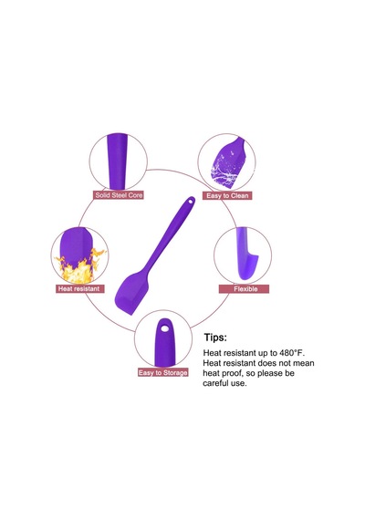 2li Mor Silikon Kaşık Spatula Yanmaz Yapışmaz Çizmez 27cm