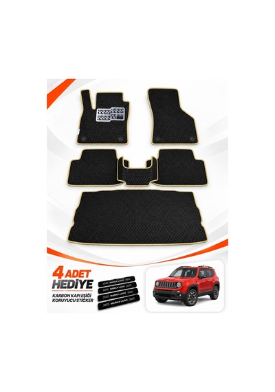 Jeep Renegade 2014-2018 Uyumlu Eva Oto Paspas Bagaj Paspası Dahil Siyah-bej