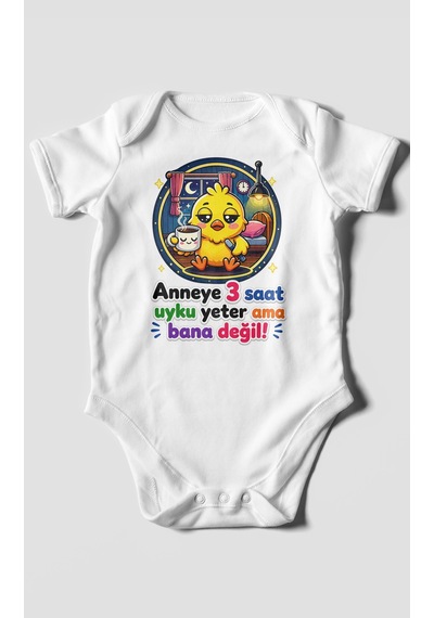 Morivokids Anneye Özel Kısa Kollu Bebek Body %100 Pamuk Zbn245-kk Beyaz
