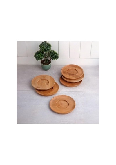 Antibakteriyel Bambu Çay Tabağı - 6'lı Set 124-Pembe