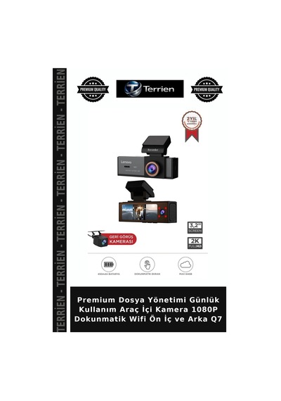 Premium Dosya Yönetimi Günlük Kullanım Araç İçi Kamera 1080p Dokunmatik Wifi Ön İç Ve Arka Q7