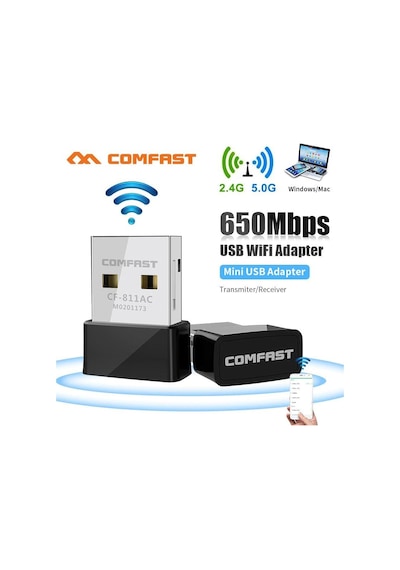 Schulzz Comfast 650 Mbps USB Mini Wi-Fi Adaptörü Rtl811 5Ghz Kablo
