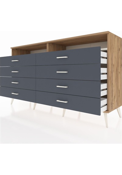 Hyperion Konsol 2 Raflı 8 Çekmeceli 176x44x99 Çam-aytaşı/antrasit Atlas Çam/aytası - Atlas Çam