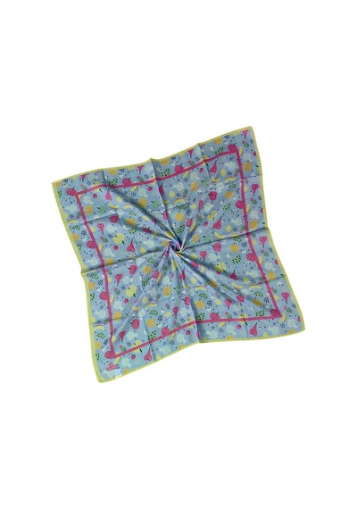 Mim Eşarp Valino Soft Pamuk Çocuk Desenli Eşarp 70x70 Cm Açık Mavi - Meyveli