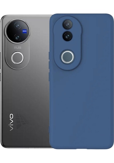 Vivo V50 5G Uyumlu Silikon Kılıf - Kamera Korumalı Esnek Pastel Renk Kapak - Lacivert