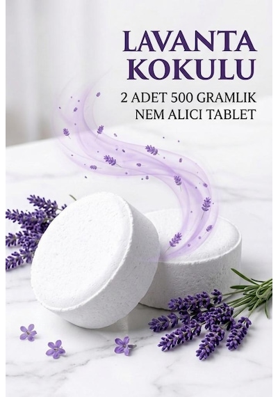 2x500 Gram - Lavanta Kokulu, Nem Alıcı Rutubet Ve Küf Önleyici Yedek Tablet