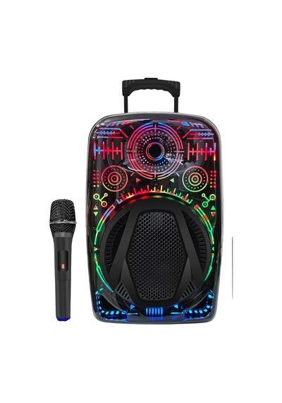 Hubrendy Tekno Taşınabilir Bluetooth Speaker Mikrofonlu Rgb Işıklı Karaoke Ses Sistemi