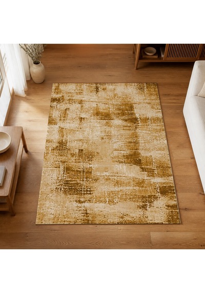 Kartela Halı Lora Halı Kaymaz Taban Makinede Yıkanabilir Halı Hardal Sarısı - 60 X 90 Cm