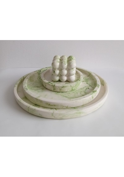 Marble Mermer Desenli Dekoratif Beton Büyük Boy Organizer 3 Lü Tepsi Seti,aksesuar,dekorasyon Gri