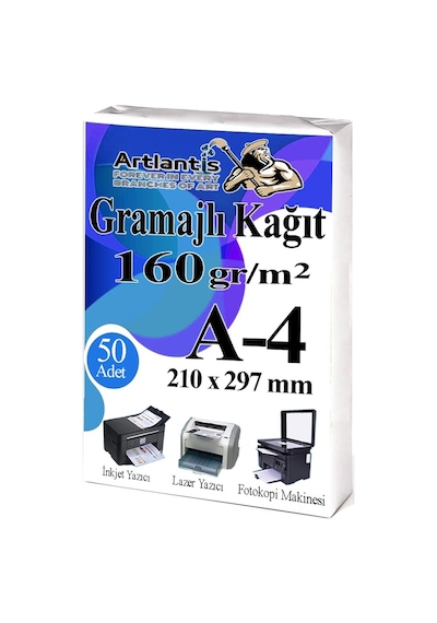 A4 Gramajlı Fotokopi Kağıdı 50 Adet 160 Gr Sertifika Kağıdı Kalın Kağıt Baskı Tüm Yazıcılara Uyumlu 21x29.7cm Ofis Büro