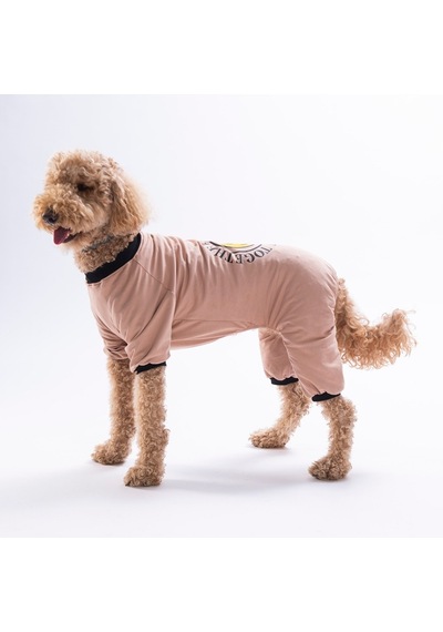 Kahverengi Smile Pijama Orta Ve Büyük Irk Köpek Pijaması - Köpek Tulumu - Köpek Kıyafeti 15 Kg-45 Kg