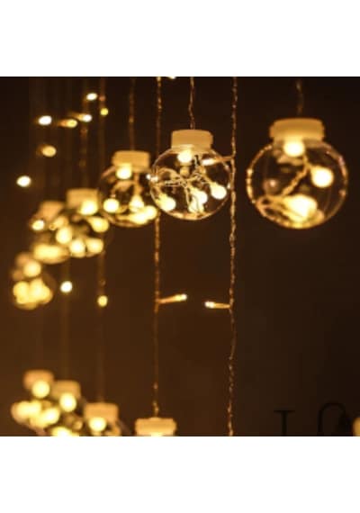 10 Sarkıtlı Kumandalı Dekoratif Top İçi Mini Toplu Led Günışığı Rengi Dekoratif Aydınlatma Şeffaf