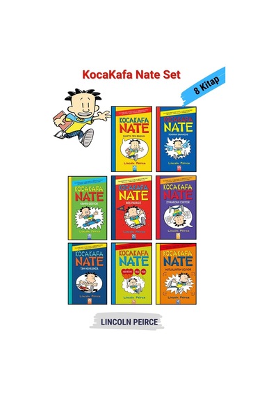 Kocakafa Nate, 8 Kitap Tam Set, +9 Yaş Kitap - Çocuklar İçin Çizgi Roman Seti - Lincoln Peirce