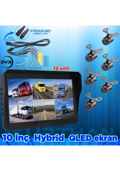 Qled Ekran 6 Kanal 10'' Dvr Monitör 6 Adet Kelebek Kamera Seti