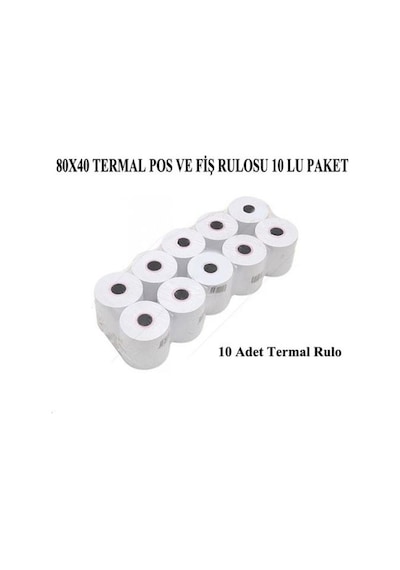 80X40 TERMAL POS VE FİŞ RULOSU 10 LU PAKET