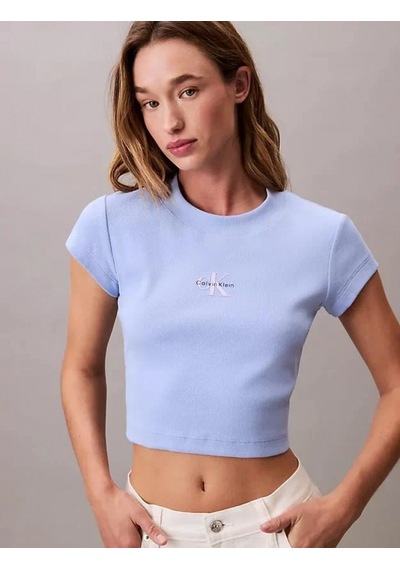Calvin Klein Jeans Rib Kadın Mavi T-shirt Lv047ab802-7zq Mavi