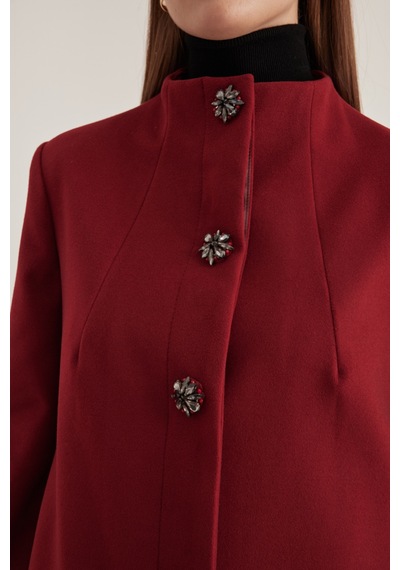 Aker 24aw08579112 Büyük Beden Kaban 24aw08579112 018 Bordo Bordo