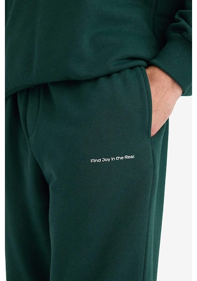 Defacto Boxy Fit 2li Takım Bisiklet Yaka Baskılı Sweatshirt Eşofman Altı F9623ax25augn919 Yeşil-gn919