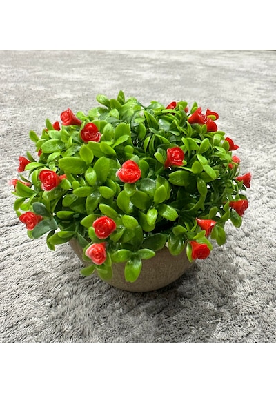 Saksılı Yapay Dağ Kekiği - Doğal Görünümlü Dekoratif Saksı Bitkisi - 18x13 Cm Yeşil