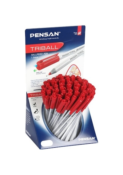 Pensan Trıball Tükenmez Kalem Kırmızı 60 Lı Stand