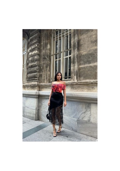 DefyModa Kadın Modern Kayık Yaka Büzgülü Bluz Kırmızı